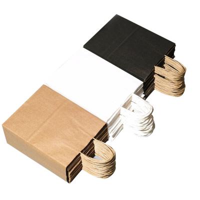 China 100 Pcs Recyclable Kraft Paper Bag With Handles Solid Color Gift Wrapping Bags For Store Clothes Wedding Christmas Supplies Handbags Kit for sale