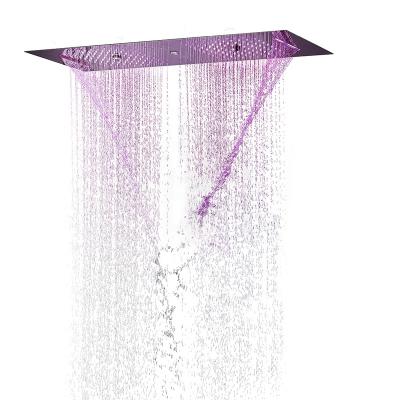 China Needleless M Boenn Ceiling Showerhead LED Brushed Nickel SPA Massage Waterfall Shower Panel 900*300mm Large Shower Heads Hid Rain for sale