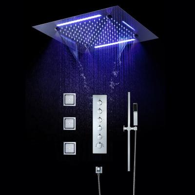 China With Slide Bar 5 Functions Thermostatic Shower System Included Ceiling 20 Inch LED Shower Head Bathroom Faucets Hidden Diverter Faucets for sale