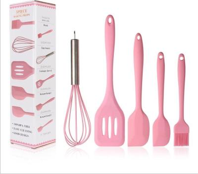 China Viable Manufacturers Supply Silicone Spatula 5 Piece Kitchenware Baking Tool Kit Cookware Spatula Cooking Spoon Spatula Set for sale