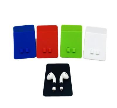 China The new Normcore/minimalist silicone headphone card case is easy to carry and not easy to fall off. Silicone Earphone Back Sticke for sale