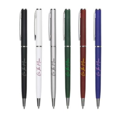 China Pen Hotel logo metal ballpoint pen metal promotional custom thin thin ballpoint pen for sale