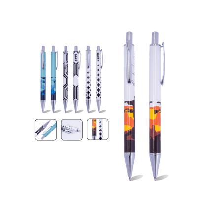 China Marking Length Can Reach 800m 2018 Customized Heat Transfer Printing Thin Metal Pen For Click Pressing Ball for sale