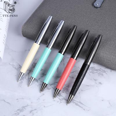 China office & School Pen Wholesale Metal Pen With PU Leather, Refill Silver Pen Enrollment Pen Leather Brand for sale