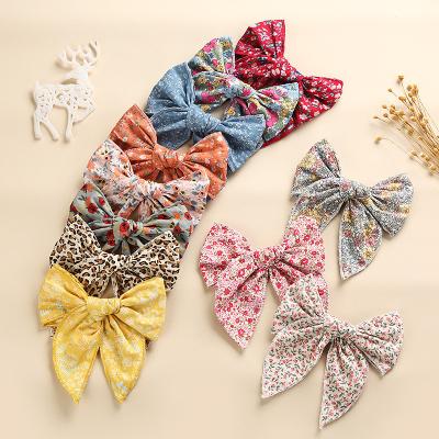 China Decorate new hot sale spring style kids cloth flower pattern bow platypus big clip side hits clip for girls hair accessories for sale