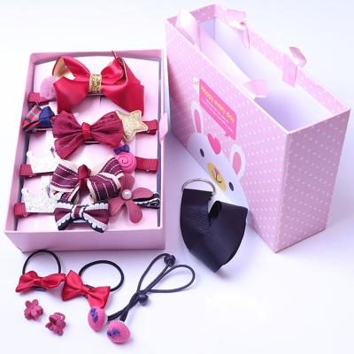 China Hot Sale 18pcs/box Hair Decoration Gift For Teens Toddlers In Box Pretend To Play Cute Hair Ties Bows Elastic Hair Bands For Babies Ponytail for sale