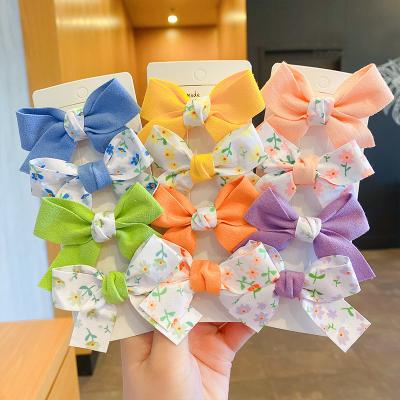 China Decorate New Hot Sale Spring Style 2pcs/set Kids Cloth Flower Hair Bows Side Bangs Hair Clip For Girls Kids Accessories for sale