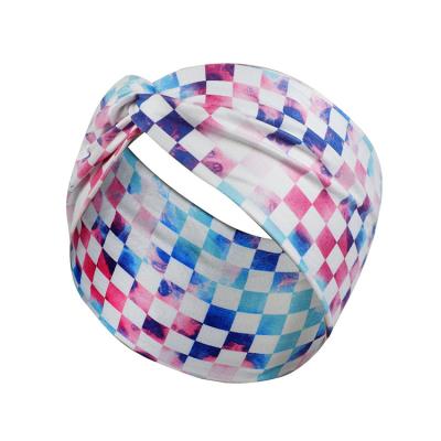 China Hot Sale Fashion Woman Hair Bands Cross Autumn Winter Dyed Knotting Elastic Girls Makeup Headband Bandanas Sports Turban for sale