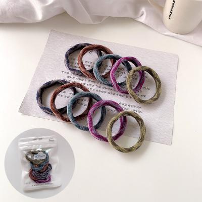 China Fashion hot sale scrunchies whit rubber elastic bundle sets color towel ring high elastic hair band hair rope for women girls ponytail for sale