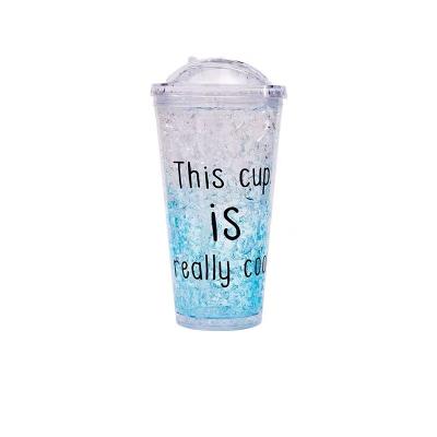 China Freezer safe. Eco Friendly 16oz Push Lid Straw Mug Gel Ice Cups Shape Cups In Double Wall Frosty Freezer Mugs Various Colors for sale