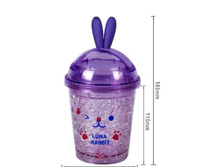 China Freezer safe. Eco Friendly 12oz/24oz Rabbit Ear Gel Straw Ice Cups Fashion Cups in Double Wall Frosty Freezer Mugs in Various Colors for sale