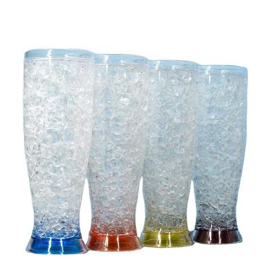 China Frosty Freezer Ice Mugs Double Wall Freeze Freezer Ice Mugs 16oz Viable Hot Sale Beer Mugs Drinking Glasses For Freezer for sale