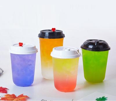 China 100% eco-friendly China Factory Printing Thick Logo Coffee milk tea pp u shape boba cup milk tea cup hard custom plastic cups with lid for sale