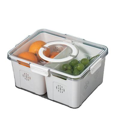 China Freshness Preservation Storage Box Portable Food Box Drainage Finish Vegetable Fresh-keeping Grid Freezing Large Capacity Kitchen Storage Box for sale