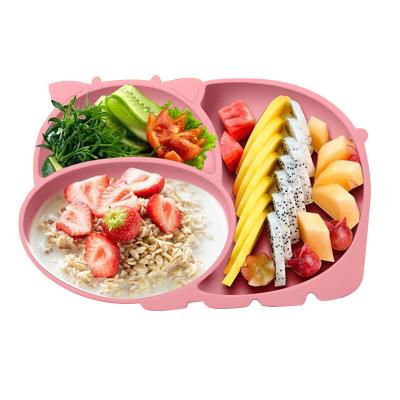 China Wholesale Reusable Eco BPA Free Baby Kids Divider Spoon Silicon Dish Feeding Set For Baby Suction Bowl Silicone Dish for sale