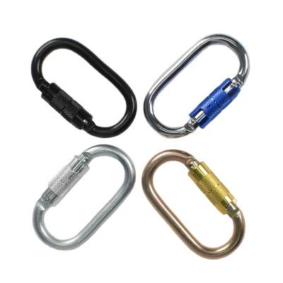 China Outdoor Self-locking Steel Carabiner Hook 25KN Climbing Equipment Accessories Carabiner/Fall Protection Harness/Safety Belt for sale