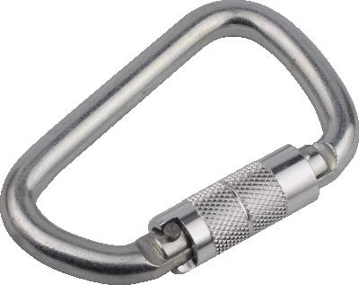 China Wholesale 30kN Heavy Industry Carabiner Zinc White Steel Carabiner Self-locking Climbing Hook for sale