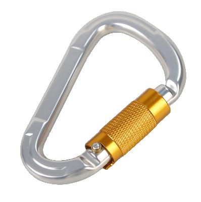 China Custom Equipment Accessories JS 25KN D Type / Fall Protection Harness / Safety Belt Aluminum Alloy Carabiner Self-locking Hook With Tag For Rock Climbing for sale