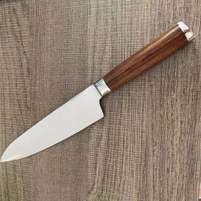 China Disposable 8 Inch Stainless Steel Kitchen Damascus Laser Chef Knife With Dark Brown Wood Handle for sale