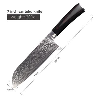 China Wholesale 7 Inch Damascus Kitchen Knife Disposable Damascus Knife Masks Santoku Knife for sale