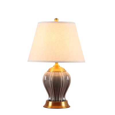 China Modern Chinese Gray Living Room Decoration Modern Chinese Hot Selling Porcelain Lamp Ceramic Table Lamp Copper Base for sale