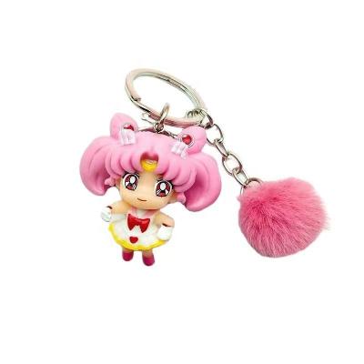 China Fasion New Lovely Heart Girl Hair Ball Girl Pendant Korean Gift Key Chain Key Chain for sale