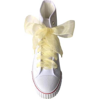 China 140cm New Arrival Fashion Ribbon Organza Sneaker Shoe Laces Wide Ribbon Shoe Laces Custom Made Printed Shoe Laces for sale