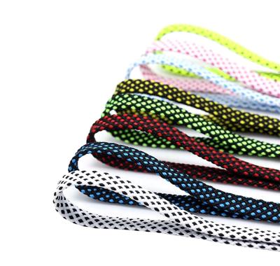 China Factory supply braided flat two color lace new style high quality polyester shoe lace two color braided flat lace 140cm for sale