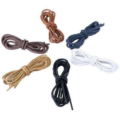 China Waxed braiden promotional waxed waterproof liner 90 cm wax braided round lace shoe lace cotton fashion round laces for sale