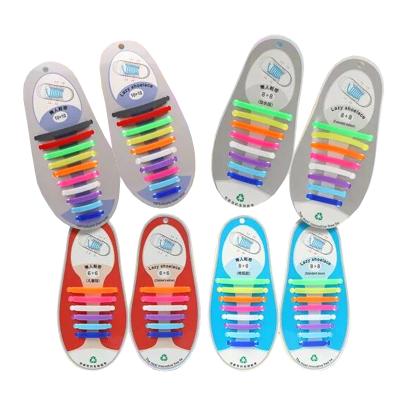 China Good Quality Flat Lazy Elastic Silicone Rubber Shoe Lace No Tie Free Lace For Kids And Adults for sale