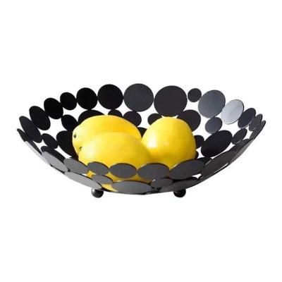 China New modern black metal workable decorative fruit basket bowl for kitchen living room for sale