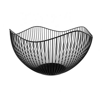 China Amazon Hot Sell Metal Wire Fruit Basket Stand Black Sustainable Fruit Bowl For Fruits And Veggies for sale