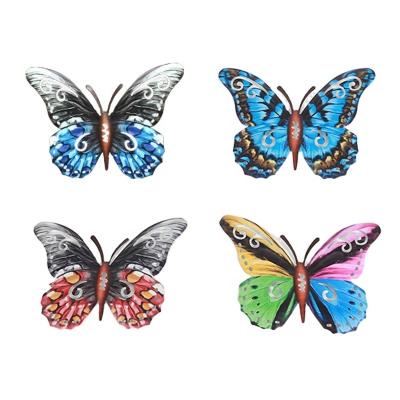 China Metal Set Nordic 4 Style Metal Wall Butterfly Wall Arts Metal Crafts Iron Butterfly Wall Decor for sale