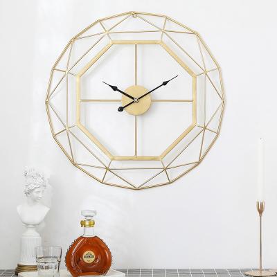 China Large Nordic Creative Gold Metal Wall Clock Cafe Living Roon Home Decorative Creative 3D Modern Wall Clock for sale