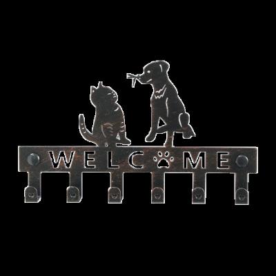 China New Arrival Viable Black Bronze Metal Cat Dog Key Wall Storage Animal Hanger Key Hooks Rack for sale