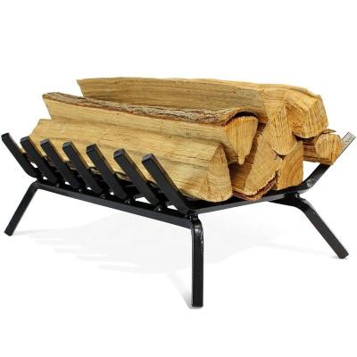 China 21 Inch Durable Indoor Heavy Duty Wrought Iron Fireplace Log Grate For Solid Cast Firewood Burning for sale