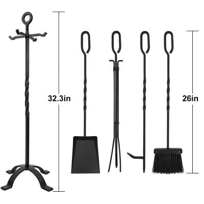 China 5 Sustainable Fireplace Tool Kit Fireplace Accessories Wrought Iron Pieces Indoor With Handles for sale