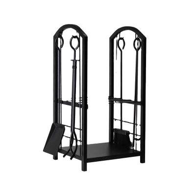 China New Removable Black Wrought Iron Fireplace Tools Racks Racks Firewood Indoor Outdoor Wood Rack for sale