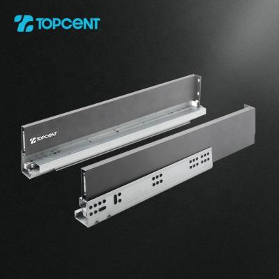 China TOPCENT Modern Soft Narrow Metal Drawer Slide System Slim Tandem Box For Kitchen for sale