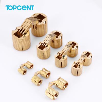 China TOPCENT Modern Furniture Hardware 180 Degree Pure Brass Small Hidden Barrel Furniture Hinges Invisible for sale