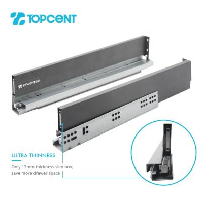 China Modern Topcent Box Top Tier Tandem Soft Closing Drawer System Slim Kitchen Drawer Slide for sale