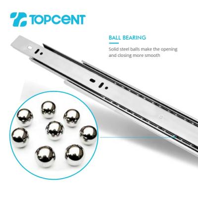 China Topcent Modern Furniture Hardware Cabinet Drawer Slide 45mm Ball Bearing Slides With Soft-Close Function for sale