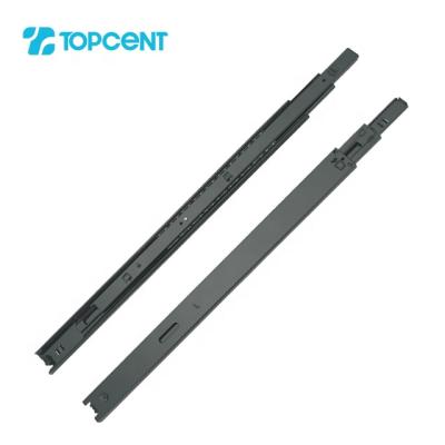 China Topcent Modern 3 Fold Black Telescopic Ball Bearing Drawer Slide With Hanger For Steel Drawer for sale