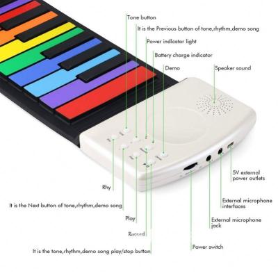 China Portable 49 Keys ABS Plastic Silicone Rubber+ Rolled Piano Silicon Rubber Programmable Keyboard with Battery for Kids Learning and Practicing for sale