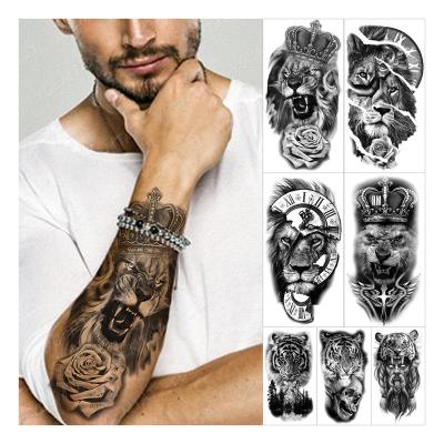 China Wholesale Custom Temporary Crown Rose Wolf Lion Tiger Animal Arm Tattoo For Men Women Temporary Tattoo Sticker for sale