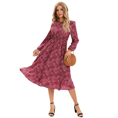 China Slim Breathable Casual Long Sleeve, Design Women Dress Chiffon Floral Print Summer Bohemian Dresses Wholesale for sale