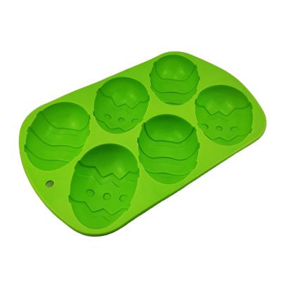 China Viable 6 Cavity Non-Stick Chocolate Cake Cookie Donut Baking Pan Tools Silicone Mold Easter Eggs for sale