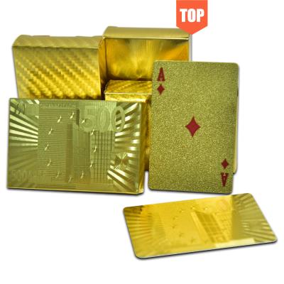 China Custom Plastic Golden Cambling Printing Paper PVC Poker 24k Set Box Gold Plated Playing Cards for sale