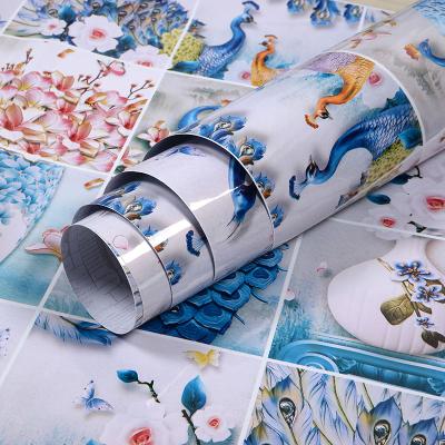 China Waterproof+Eco-friendly MY078 Adhesive Backsplash Tiles Vinyl Film Kitchen Peel Stick Wallpaper Decorative Paper Decal for sale