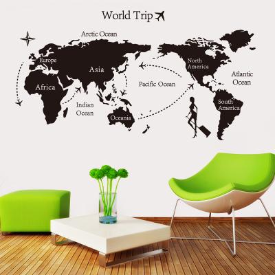 China Waterproof+Eco-friendly MY092 Map of the World Removable PVC Wall Sticker Travel Around The World Vinyl Decals for sale